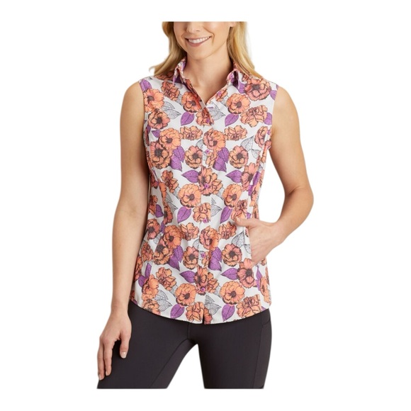 Duluth Trading Co. Sidewinder Printed Sleeveless Gardening Shirt - Picture 2 of 7